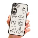 Funda transparente con correa para la muñeca Samsung Galaxy A17 Resistente Diseño de perros dibujados Bordes negros Protección de la cámara Funda 4