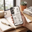 Funda transparente con correa para la muñeca Samsung Galaxy A17 Resistente Diseño de perros dibujados Bordes negros Protección de la cámara Funda 5