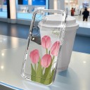 Funda transparente para Samsung Galaxy S24 con diseño de flores Funda de silicona Carcasa transparente Protección de cámara Carcasa trasera 17