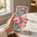 Funda transparente para Samsung Galaxy S25 con motivo de flores Funda de silicona Carcasa transparente Protección de la cámara Carcasa trasera 5