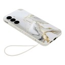 Funda trasera con estampado de mármol para Samsung Galaxy A35 5G Extra delgada Correa desmontable para la muñeca Marco de TPU resistente Mate 3