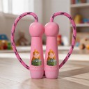 Fune per bambini con motivo della principessa Manici in legno Laccio in cotone morbido 2,7 m Lunghezza regolabile Per bambini fino a 160 cm Rosa 4