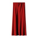 Fustă lungă din satin cu talie înaltă, elegantă, cu dantelă, strălucitoare, pentru femei, ținute de seară și petrecere 6