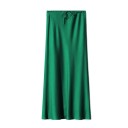 Fustă lungă din satin cu talie înaltă, elegantă, cu dantelă, strălucitoare, pentru femei, ținute de seară și petrecere 11