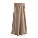 Fustă lungă din satin pentru femei, cu talie înaltă, elegantă, maxi, pentru vară, fustă din satin pentru petreceri, material moale 4