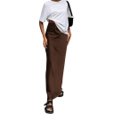 Fustă lungă elegantă din satin, cu talie înaltă, strălucitoare, până la gleznă, pentru femei, fustă maxi la modă, pentru petrecere 5