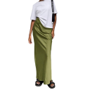 Fustă lungă elegantă din satin, cu talie înaltă, strălucitoare, până la gleznă, pentru femei, fustă maxi la modă, pentru petrecere 6