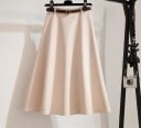 Fustă midi pentru femei cu curea Croi în formă de A Croi cu cataramă metalică rotundă Fustă uni sub genunchi Bumbac, poliester și spandex 3