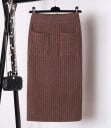 Fustă midi tricotată pentru femei cu buzunare Fustă tip creion cu talie elastică și slit Vâscoză cu spandex Fustă elegantă pentru birou 2
