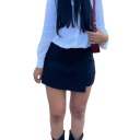Fustă mini asimetrică pentru femei cu talie înaltă Fustă scurtă elegantă pentru oraș Fustă stilată pentru o petrecere Modă streetwear 5