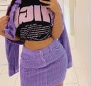 Fustă mini din catifea cu nervuri late Croi ajustat Două buzunare frontale Brâu Fermoar și nasture Poliester cu spandex 3