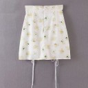 Fustă mini din chiffon pentru femei cu talie înaltă Albă cu imprimeu floral delicat Plisare cu șnururi de strângere Chiffon și poliester 2