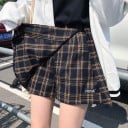 Fustă mini în carouri pentru femei cu pantaloni scurți Fustă cu pantaloni scurți cu detaliu încrețit și curea decorativă Bumbac cu poliester Croi 5