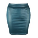 Fustă mini pentru femei, confecționată din piele PU strălucitoare, talie înaltă, croială strâmtă, aspect sexy, ținută elegantă de seară, fustă stilată pentru petrecere și club 5