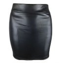 Fustă mini pentru femei, confecționată din piele PU strălucitoare, talie înaltă, croială strâmtă, aspect sexy, ținută elegantă de seară 2