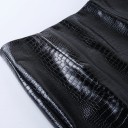 Fustă mini pentru femei din piele artificială cu model de crocodil Suprafață lucioasă și fanta în față Croi ajustat tip creion cu amestec 4