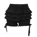 Fustă mini scurtă gotică neagră cu volane, talie înaltă, pantaloni scurți drăguți, stratificati, cu fundă, fustă scurtă elegantă cu pantaloni scurți cusuți 2