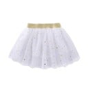 Fustă pentru fete cu un singur colorat cu stele și sclipici dantelată peste genunchi din bumbac elegantă fustă festivă 6