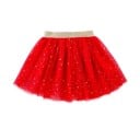 Fustă pentru fete cu un singur colorat cu stele și sclipici dantelată peste genunchi din bumbac elegantă fustă festivă 7