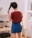 Fustă scurtă din denim pentru femei cu nasturi în față Talia înaltă Croi în A Două buzunare frontale Stil retro Asortabil 7
