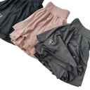 Fustă sportivă scurtă pentru femei, design simplu, bumbac, poliester, spandex, fustă elastică și confortabilă cu pantaloni scurți interni 3