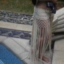 Fustă tricotată pentru femei cu franjuri lungi Model din dantelă în partea superioară Tranziție din noduri din plasă Fire din bumbac 16