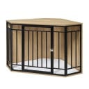 Gabbia angolare per cani con tavolini laterali e piano d'appoggio superiore 111 x 60 x 67 cm Porte a griglia con serratura e cuscino Decorazione 2