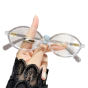 Gafas de plástico retro ovaladas con filtro de luz azul Gafas elegantes contra la fatiga visual Marco transparente para trabajar 5