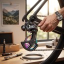 Gaiola de carbono para desvio CYCLAMI com polias 16T e 17T para Shimano Ultegra 6800 Rolamentos cerâmicos Preto e arco-íris Bicicleta de estrada 4