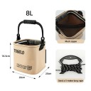 Găleată de pescuit 8 l, recipient pliabil portabil 20 × 20 × 18,5 cm, material EVA cu capac cu fermoar și frânghie pentru pescuit și activități în aer liber 4