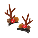 Ganchos de cabelo de Natal com chifres de rena, esponja, pinha e pompom castanho Acessório estiloso para penteado de Natal e sessões 2