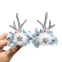 Ganchos de Cabelo de Natal Decorados com Chifres de Rena com Laço Vermelho, Estrela e Pom-Pom Acessório Original para Penteado de Natal 2