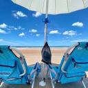 Ganchos de suspensão azuis de 4 braços em plástico ABS para varão de guarda-sol de 25–37 mm Ganchos para toalhas, sacos, acessórios de praia 3