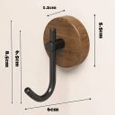 Gancio adesivo da parete 6 cm Gancio sospeso in legno di noce e metallo Senza foratura Appendino in legno per asciugamani Chiavi Cucina Bagno 2
