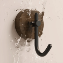 Gancio adesivo da parete 6 cm Gancio sospeso in legno di noce e metallo Senza foratura Appendino in legno per asciugamani Chiavi Cucina Bagno 3