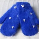 Gants à doigts en fourrure pour femmes avec perles J816 6