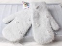 Gants à doigts en fourrure pour femmes avec perles J816 8