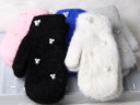 Gants à doigts en fourrure pour femmes avec perles J816 2