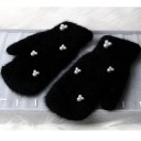 Gants à doigts en fourrure pour femmes avec perles J816 4
