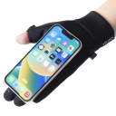 Gants d'hiver avec écran tactile Gants chauds imperméables et coupe-vent avec antidérapant et poche zippée Noirs pour hommes Polyester 2