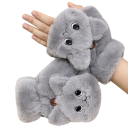 Gants de femme en peluche taille universelle Gants d'hiver chauds avec motif de chat en polyester pour les jours froids 2