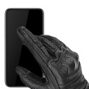 Gants de moto avec doigts tactiles et perforation sur le dos avec protection des articulations moulée et fermeture velcro au style rétro 9