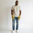 Gants de moto et de travail polyvalents en jaune avec impression de crâne et d'éclairs et poignet élastique pour moto et jardin unisexe 3