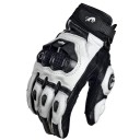 Gants de moto noirs et blancs en cuir véritable Gants de course de route pour hommes avec sangle réglable Respirants Perforés Rembourrés 4