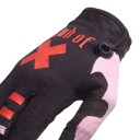 Gants de motocross à doigts complets avec impression de croix et pouce renforcé en noir avec des éléments roses pour la conduite tout-terrain 3