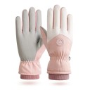 Gants de ski pour femmes ajustables en polyester et en peluche isolés, gants chauffants tactiles pour activités sportives d'hiver, gants 4