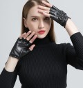 Gants en cuir pour femmes avec strass 4