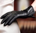 Gants en cuir véritable pour femmes J824 1