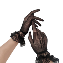 Gants en dentelle pour femmes à doigts complets respirants 24×8 cm acrylique noirs en maille élégants gants pour occasions sociales 2