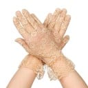 Gants en dentelle pour femmes, courts, à doigts complets, avec fronces, en polyester respirant, gants de soirée pour occasions festives 3